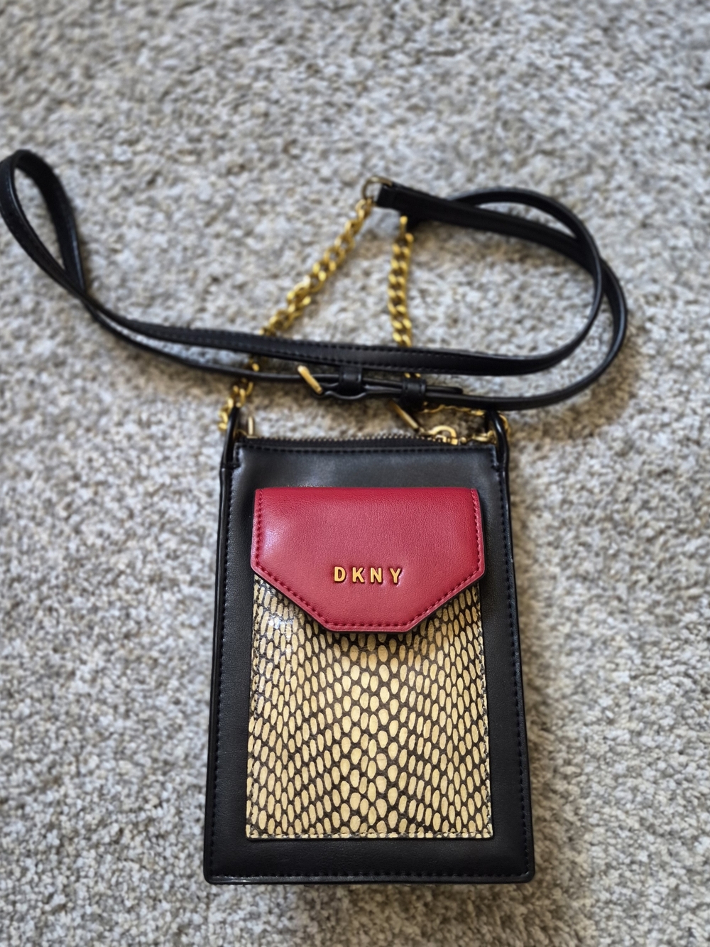 DKNY Black Leather Crossbody Bag Phone Holder Wallet - Picture 7 of 7